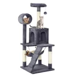 51" Cat Tree with Hammock and Scratching Post Tower, Dark Gray