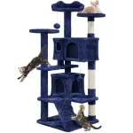 54.5" Double Condo Cat Tree with Scratching Post Tower, Navy,