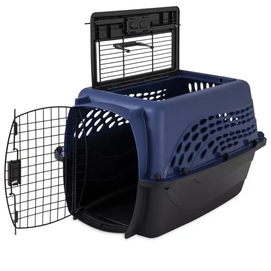 2-Door Topload Dog Carrier, Blue, 24in Length