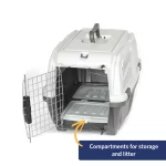 24” Plastic Cat Carrier with Integrated Litter Pan,Pet Supplies, Carry Your Dog Outside, Portable, Small Animal Carrier