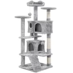 BOUSSACS 54.5"H Cat Tree Tower Multilevel 2 Condo & 2 Fur Balls & 3 Scratching Posts ,Tree House