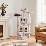 54.5" Double Condo Cat Tree with Scratching Post Tower, Navy,