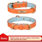 Custom Leather Dog Collar. Soft Padded Collar with Personalized Pet ID Tag! Free Engraved Name For Small Medium Dogs