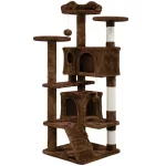 BOUSSACS 54.5"H Cat Tree Tower Multilevel 2 Condo & 2 Fur Balls & 3 Scratching Posts ,Tree House