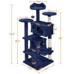 54.5" Double Condo Cat Tree with Scratching Post Tower, Navy,