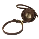 Genuine Leather Dog Slip Lead Chain. .Leather Training Leash for Puppy, Medium, and Large Dogs  140/180cm