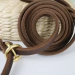 Genuine Leather Dog Slip Lead Chain. .Leather Training Leash for Puppy, Medium, and Large Dogs  140/180cm