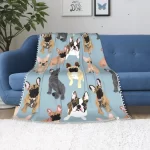 French Bulldog Lovers Velvet Throw Blanket for Bed, Couch, etc. Quilted King, Queen, Double sizes available.