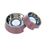 Diamond Melamine Stainless Steel Dog Bowl (Wood Rose)