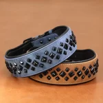 Collar For Large Dogs Cool Studded Leather Pet Collars For Medium to Large Dogs